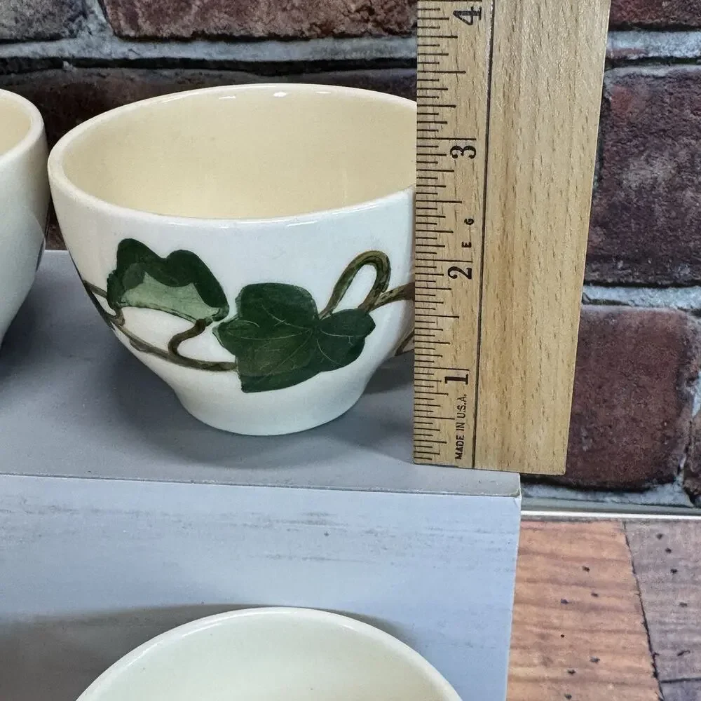 4‎ Vtg Poppytrail Metlox California Ivy Tea or Coffee Cups Hand Painted 1950 MCM